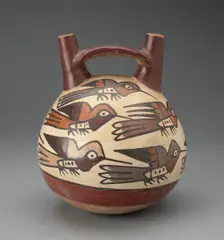 Double Spout Vessel Depicting Hummingbirds of Different Colors, 180 B.C./A.D. 500. Creator: Unknown