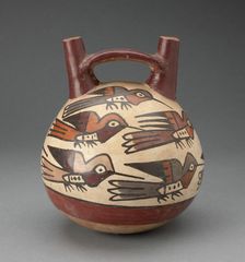 Double Spout Vessel Depicting Hummingbirds of Different Colors, 180 B.C./A.D. 500. Creator: Unknown