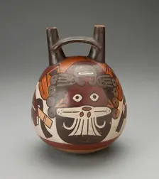 Double Spout Vessel Depicting Masked Figure Curving over Upper Surface, 180 B.C./A.D. 500. Creator: Unknown