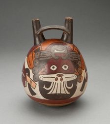 Double Spout Vessel Depicting Masked Figure Curving over Upper Surface, 180 B.C./A.D. 500. Creator: Unknown