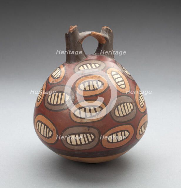 Double Spout Vessel Depicting Repeated Motifs, Possibly Beans, 180 B.C./A.D. 500. Creator: Unknown.
