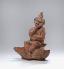 Double-spouted Hanging Lamp with the Figure of a Comic Actor, 125-100 B.C. Creator: Unknown