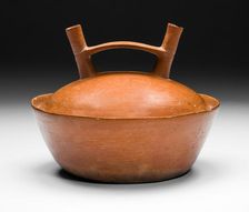 Double-Spouted Orangeware Bottle, 650/150 B.C. Creator: Unknown