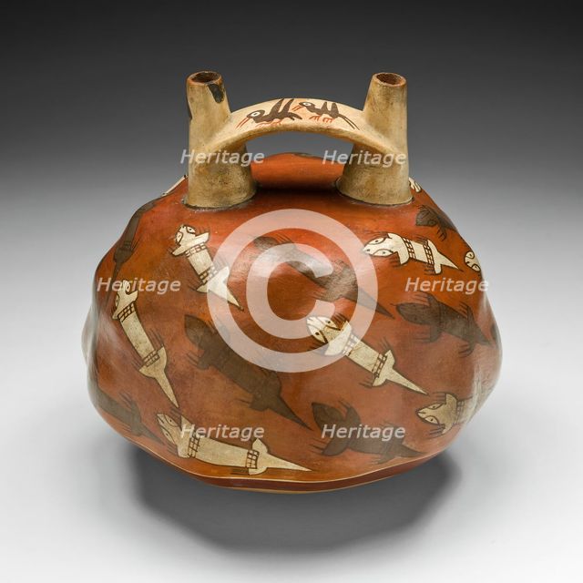 Double-Spouted Vessel Depicting Lizards, 180 B.C./A.D. 500. Creator: Unknown.