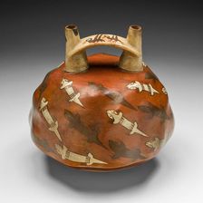 Double-Spouted Vessel Depicting Lizards, 180 B.C./A.D. 500. Creator: Unknown