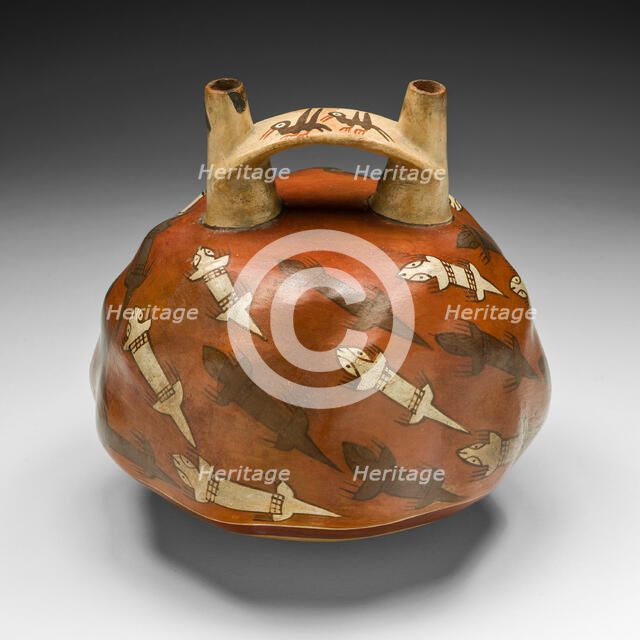 Double-Spouted Vessel Depicting Lizards, 180 B.C./A.D. 500. Creator: Unknown.