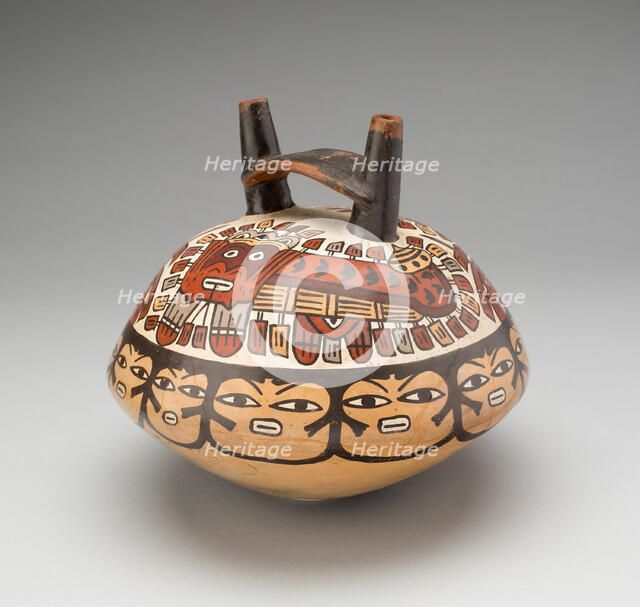 Double-Spouted Vessel Depicting Masked Felines, 180 B.C./A.D. 500. Creator: Unknown.