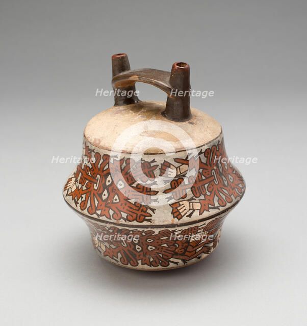Double-Spouted Vessel Depicting Ritual Masks, 180 B.C./A.D. 500. Creator: Unknown.