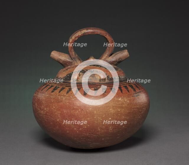 Double-Spouted Vessel with Reclining Figure, c. 1-800. Creator: Unknown.