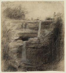 Double Waterfall-Kaaterskill Falls, 1826. Creator: Thomas Cole
