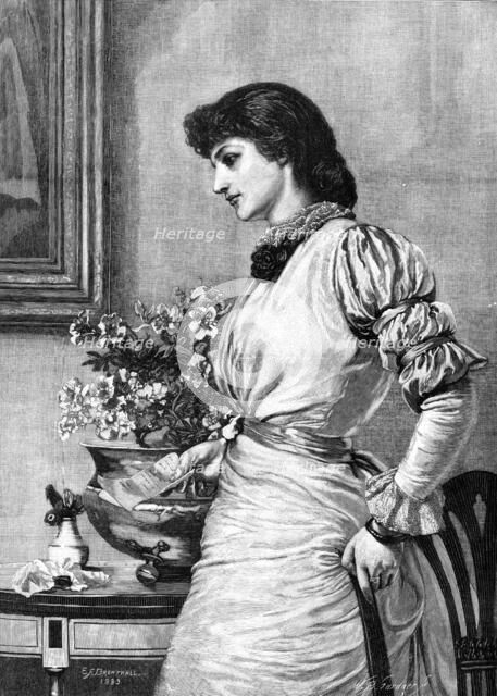 "Doubts", from the picture by E. F. Brewtnall, 1883. Creator: William Biscombe Gardner.