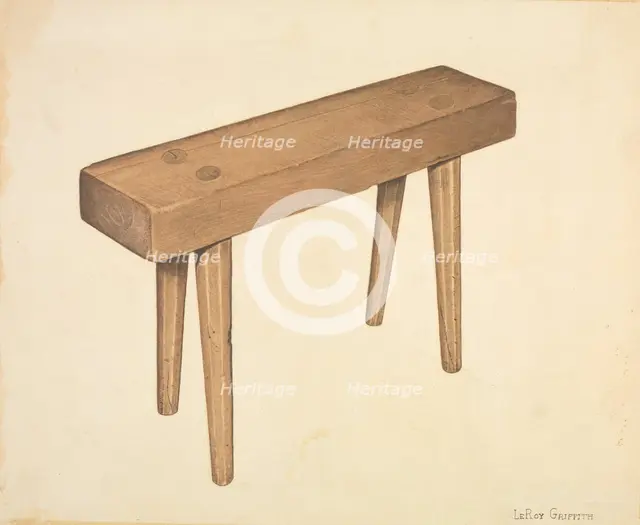 Dough Trough Bench, c. 1940. Creator: LeRoy Griffith.