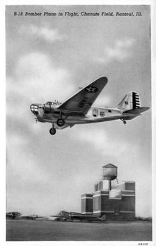 Douglas B-18 bomber in flight, Chanute Airfield, Rantoul, Illinois, USA, 1940
