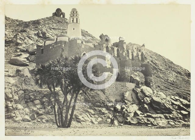 Doum Palm and Ruined Mosque, Philæ, 1857. Creator: Francis Frith.