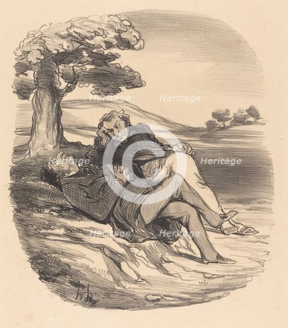 Doux loisirs d'un quincailler retiré du commerce des hommes et des chenets, 1848. Creator: Honore Daumier.