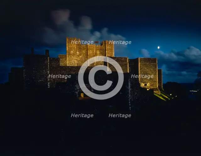 Dover Castle by floodlights, Kent, 1984. Artist: Unknown