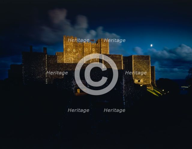 Dover Castle by floodlights, Kent, 1984. Artist: Unknown
