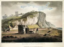 Dover Castle from the Beach Dover, Kent, 1801. Creator: Francis Jukes