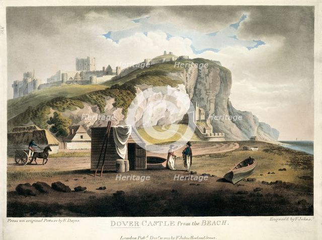 'Dover Castle from the Beach', Dover, Kent, 1801. Creator: Francis Jukes.