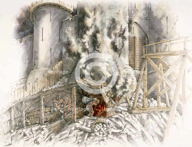 Dover Castle siege, 1216, (c1990-2010). Artist: Peter Dunn.