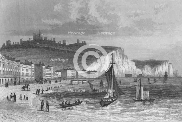 'Dover, from the Beach, Kent', 1846. Artist: Henry Winsor Bond.