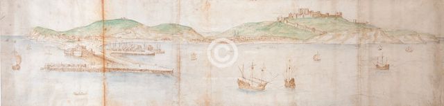 Dover from the Sea, mid 16th century Artist: Anthonis van den Wyngaerde.