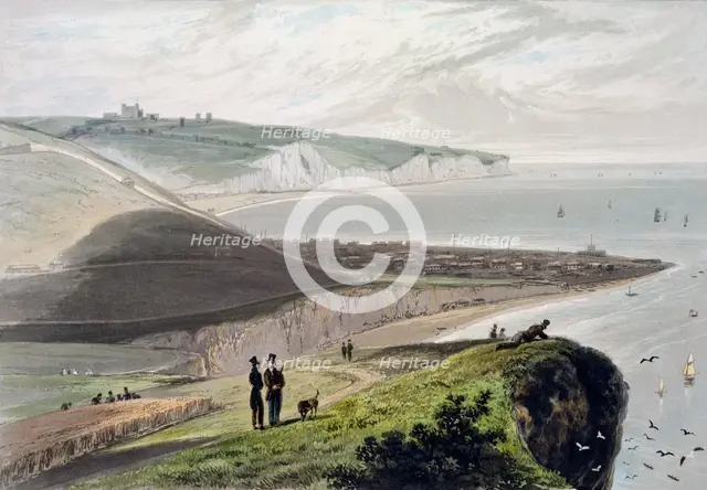 Dover, from Shakespeare's Cliff, Kent, 1829. Creator: William Daniell.
