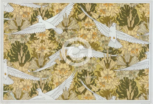 Doves and lilies, 1897. Creator: Verneuil, Maurice Pillard (1869-1942).