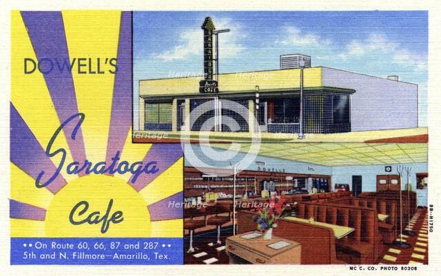 Dowell's Saratoga Cafe, Amarillo, Texas, USA, 1949. Artist: Unknown