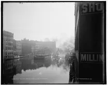 Down the river from Wisconsin St., Milwaukee, between 1890 and 1901. Creator: Unknown
