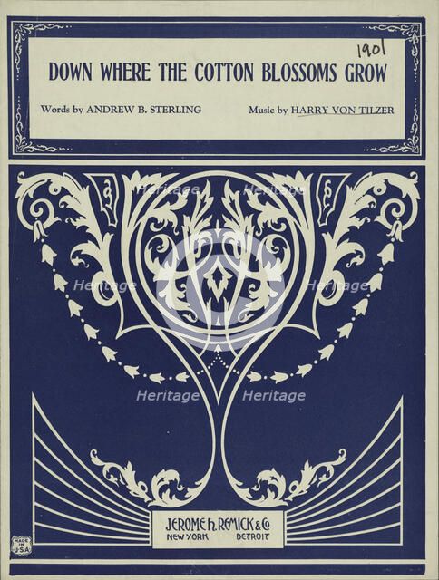 'Down where the cotton blossoms grow', 1901. Creator: Unknown.