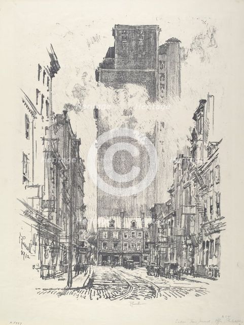 Down Sansom Street, 1912. Creator: Joseph Pennell.