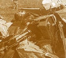 Downed German plane with pilot, c1914-c1918