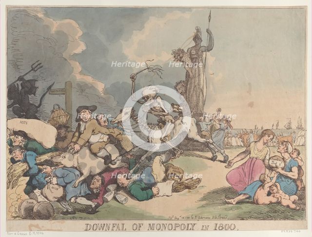 Downfall of Monopoly in 1800, August 14, 1800., August 14, 1800. Creator: Thomas Rowlandson.