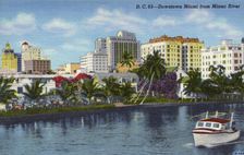 Downtown Miami from the Miami River, Florida, USA, 1941