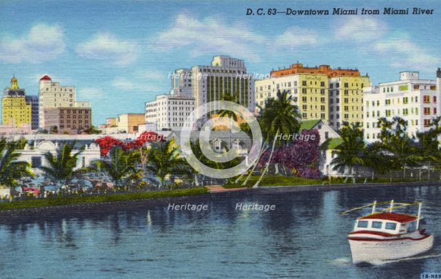 Downtown Miami from the Miami River, Florida, USA, 1941. Artist: Unknown