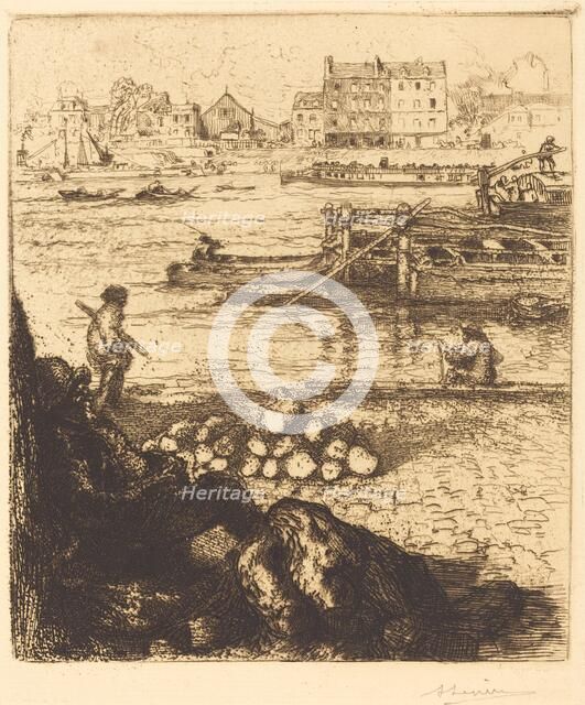 Dockman, Pier at La Gare (Le debardeur, quai de La Gare), 1894. Creator: Auguste Lepere.