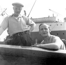 Dockers at London Docks, 1953. Creator: Henry Grant