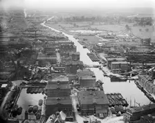 Docks and adjoining warehouses, Gloucester, Gloucestershire, 1932. Artist: Aerofilms
