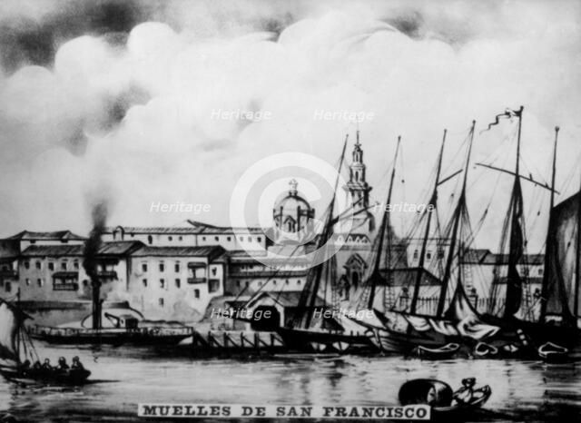 Docks of San Francisco, (19th century), 1920s. Artist: Unknown