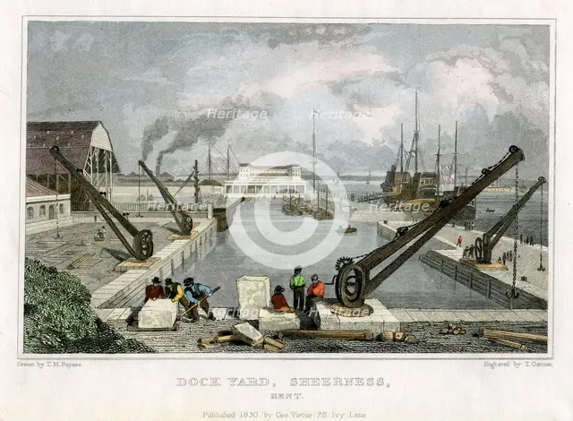 'Dock Yard, Sheerness, Kent', 1830. Artist: T Garner