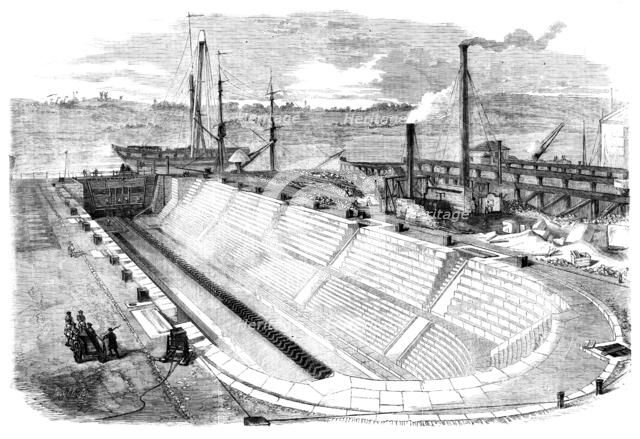 Dock No. 2 at Chatham Yard, recently opened, 1858. Creator: Smyth.