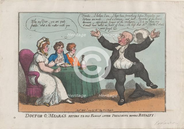 Doctor O'Meara's Return to His Family After Preaching Before Royalty, April 1, 1809., April 1, 1809. Creator: Thomas Rowlandson.