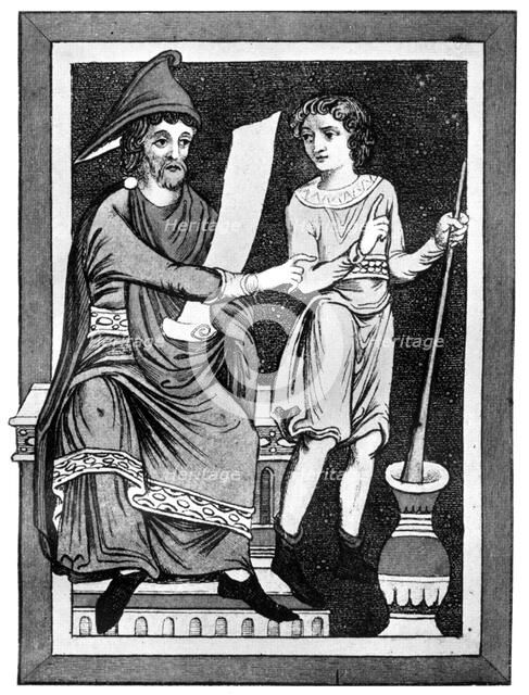Doctor and servant, 13th century, (1910). Artist: Unknown