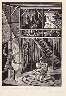 Doctor Faustus Conjuring Mephistophilis, 1929. Creator: Eric Ravilious