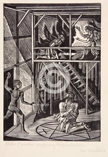 Doctor Faustus Conjuring Mephistophilis, 1929. Creator: Eric Ravilious.