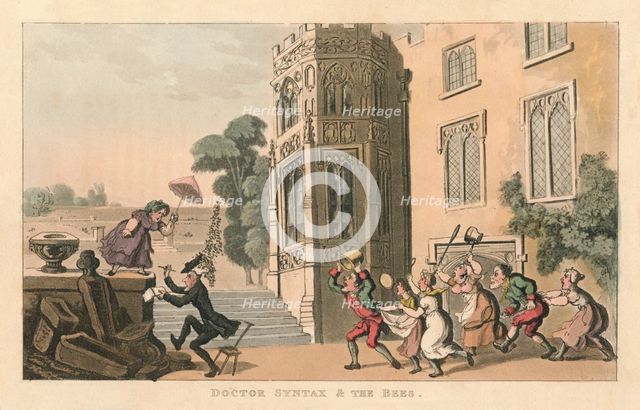 'Doctor Syntax & The Bees', 1820. Artist: Thomas Rowlandson.