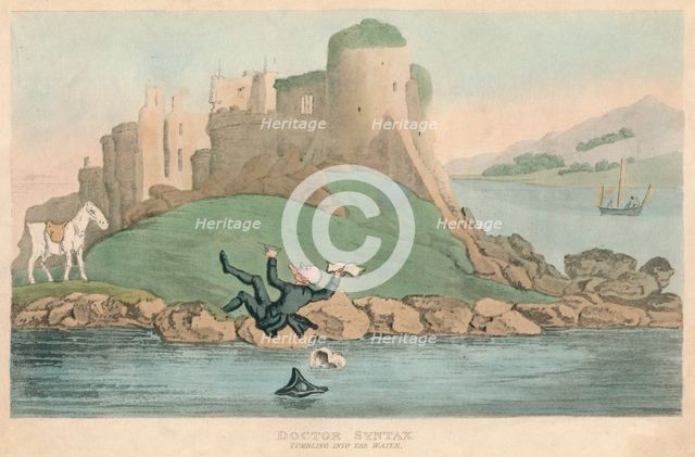 'Doctor Syntax Tumbling into the Water', 1820. Artist: Thomas Rowlandson.