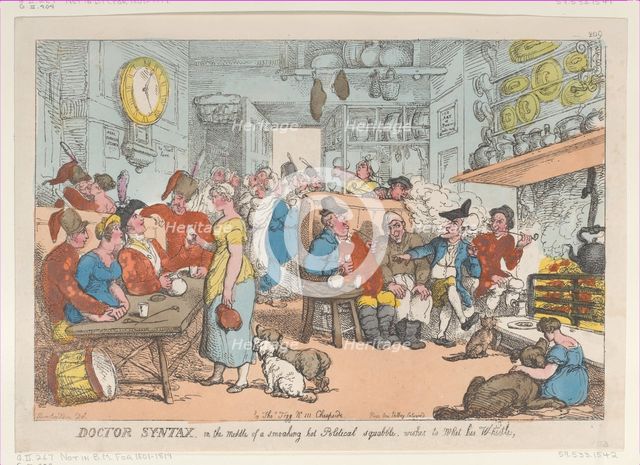Doctor Syntax, in the Middle of a Smoking Hot Political Squabble, Wishes to Whe..., August 31, 1813. Creator: Thomas Rowlandson.