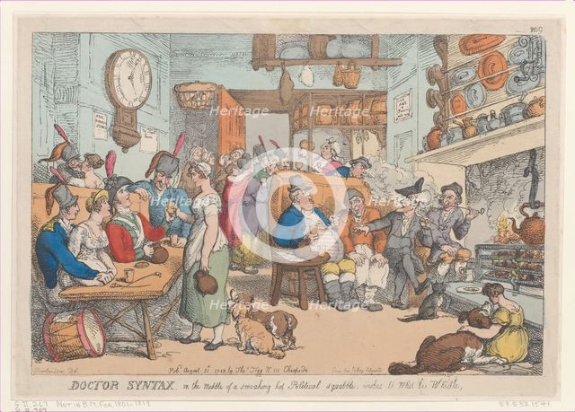 Doctor Syntax, in the Middle of a Smoking Hot Political Squabble, Wishes to Whe..., August 31, 1813. Creator: Thomas Rowlandson.